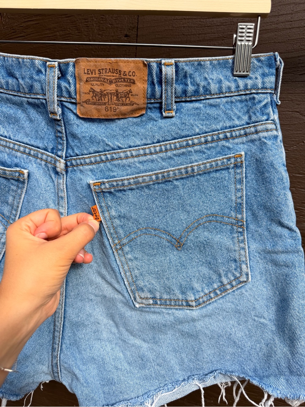 Levi's Orange Tab Light Blue Denim Shorts - 619 Style